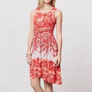 ANTHROPOLOGIE LILKA sz S Coral Gardens Ruched knit dress VGUC